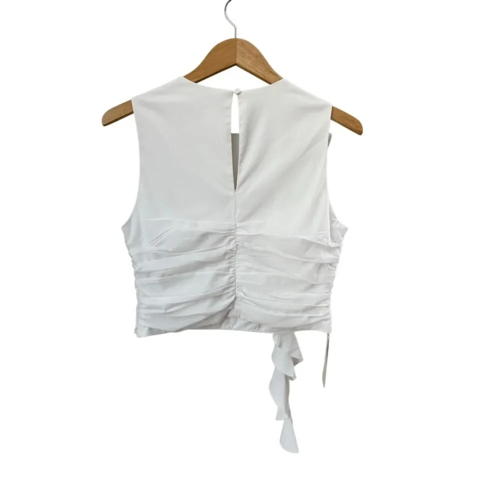 Abercrombie & Fitch White Rosette Ruffle Top Size M - Picture 5 of 9